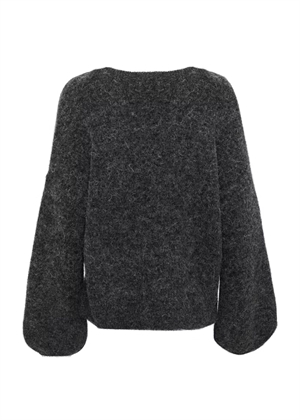 Alpha slit pullover Charcoal Melange Gestuz
